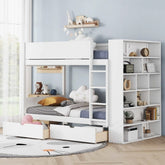 Bellemave® Bunk Bed with 2 Drawers and Multi - layer Cabinet - Bellemave